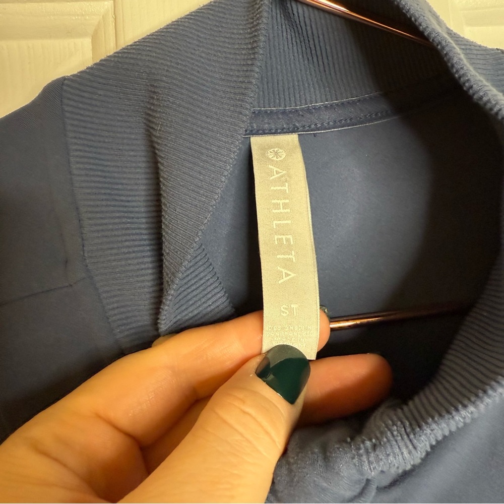 Athleta Shanti Salutation Jacket Zippered Iron Blue Powervita Workout Tall - Picture 9 of 10